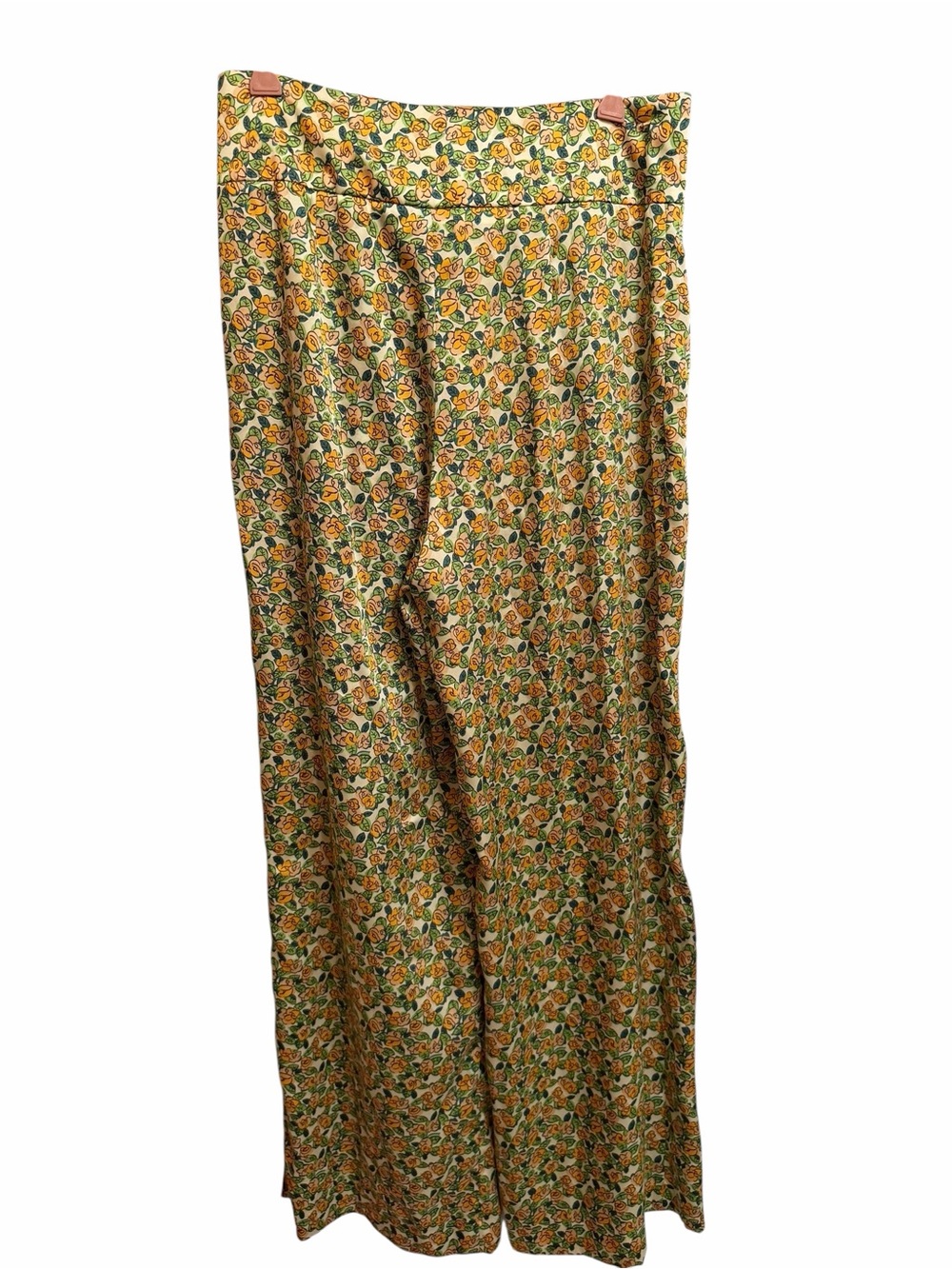 Zara Wide Leg Ditsy Floral Silky Tie Waist Pants Size Large Palazzo Trousers - Picture 5 of 12